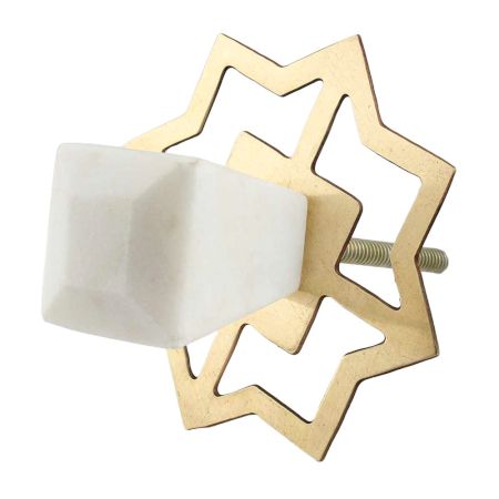 White Stone Square Dresser Knobs
